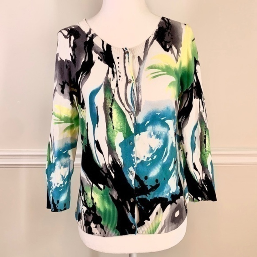 EXPRESS 3/4 Sleeve Multicolor Button Up Cardigan S